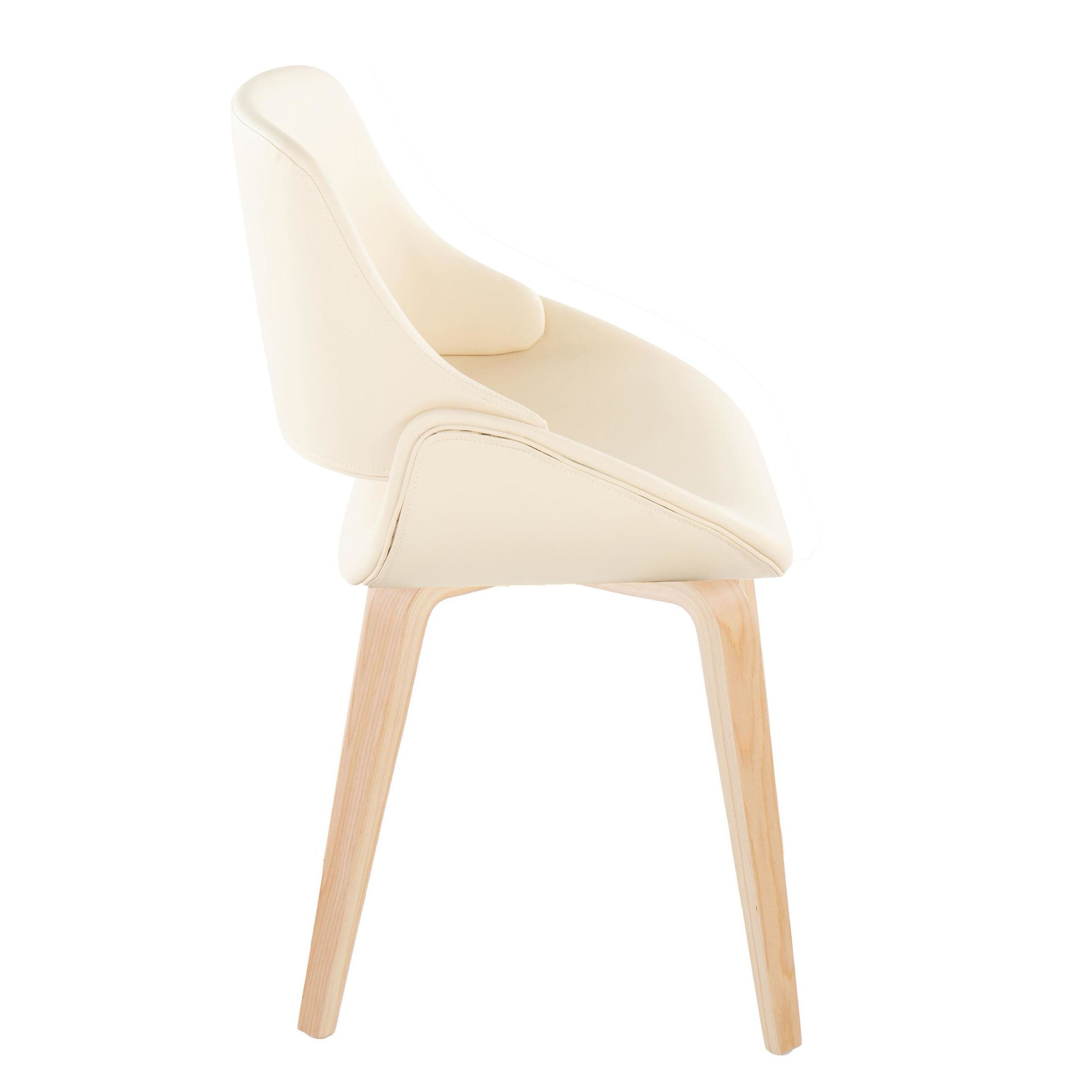 Fabrico Mid-Century Cream Faux Leather Accent Chairs (Set of 2) 4 Fabrico Mid-Century Cream Faux Leather Accent Chairs (Set of 2) - Image 4