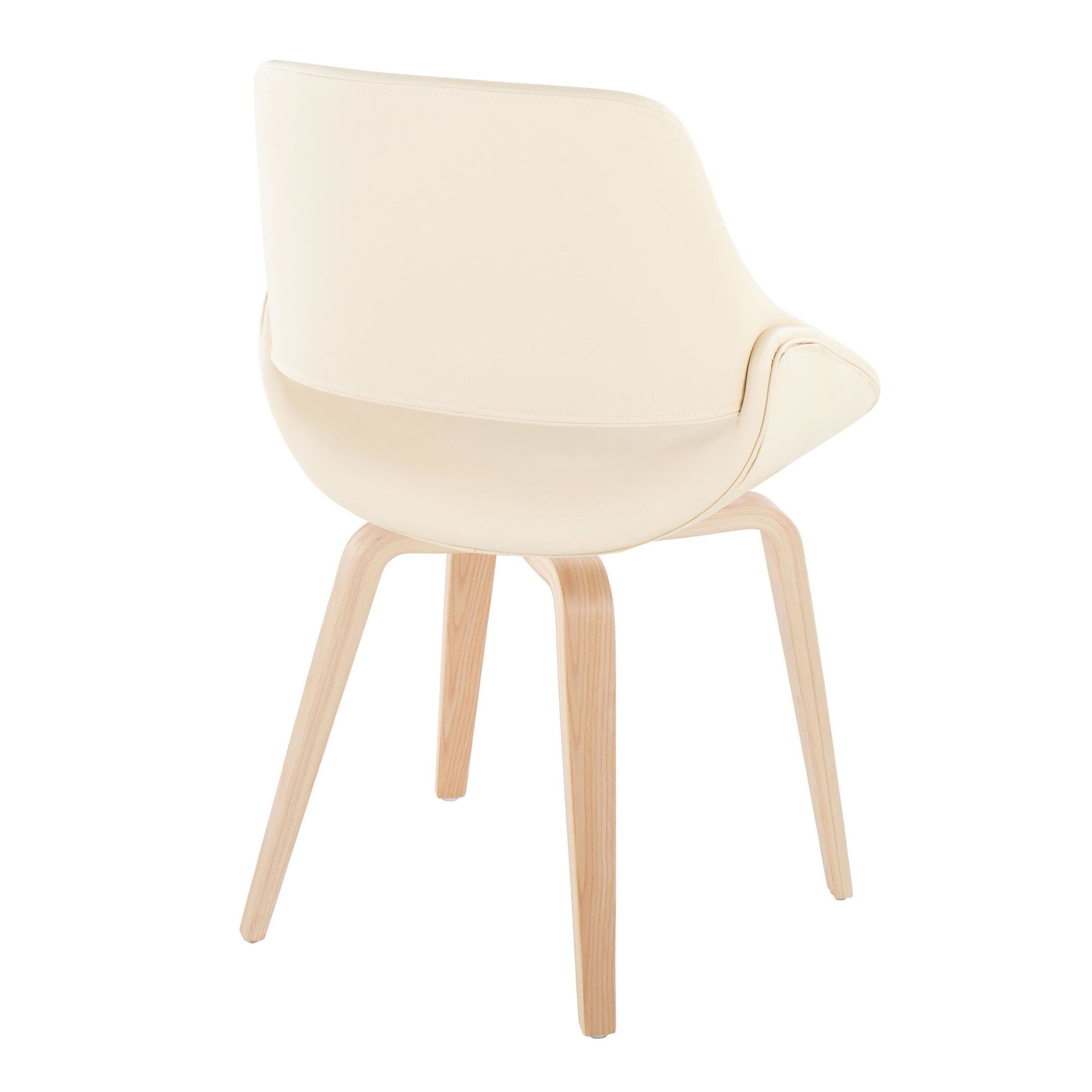 Fabrico Mid-Century Cream Faux Leather Accent Chairs (Set of 2) 5 Fabrico Mid-Century Cream Faux Leather Accent Chairs (Set of 2) - Image 5