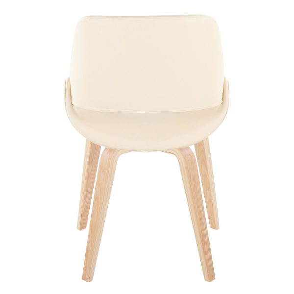 Fabrico Mid Century Cream Faux Leather Accent Chairs Set of 2 5