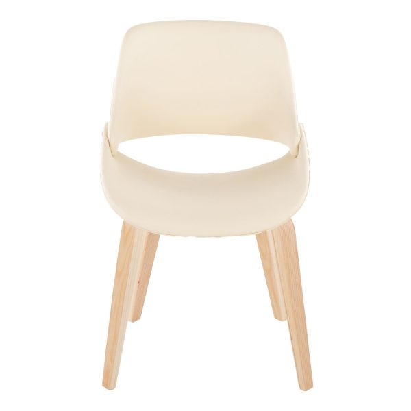 Fabrico Mid Century Cream Faux Leather Accent Chairs Set of 2 6