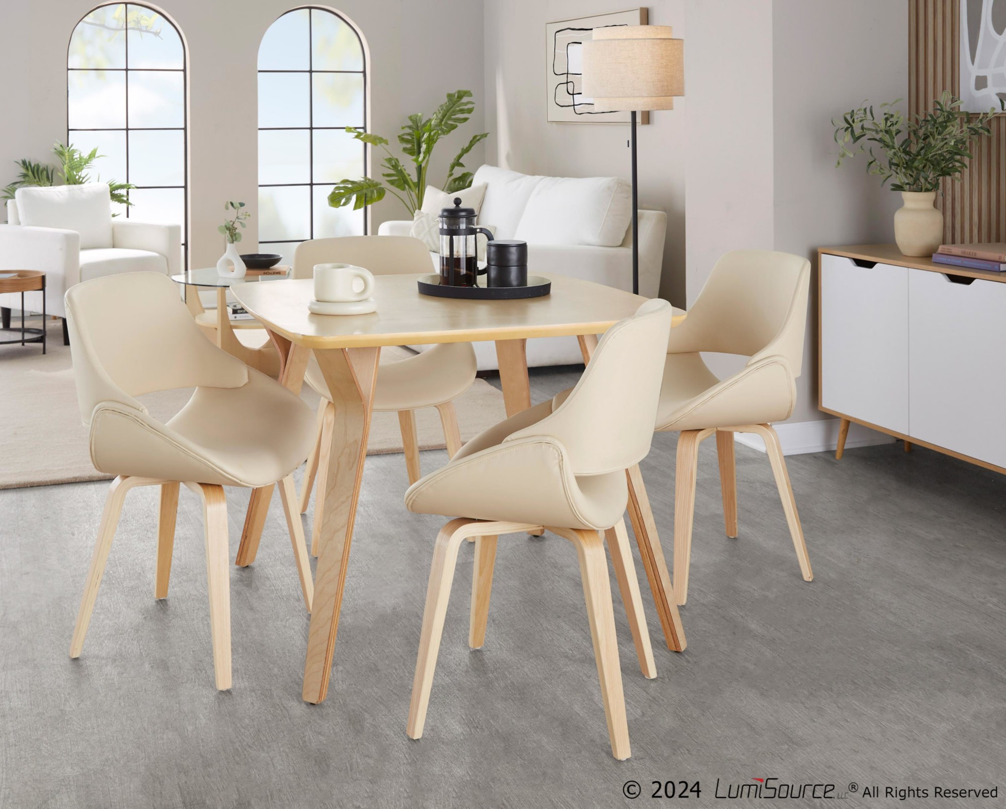 Fabrico Mid-Century Cream Faux Leather Accent Chairs (Set of 2) 1 Fabrico Mid-Century Cream Faux Leather Accent Chairs (Set of 2)