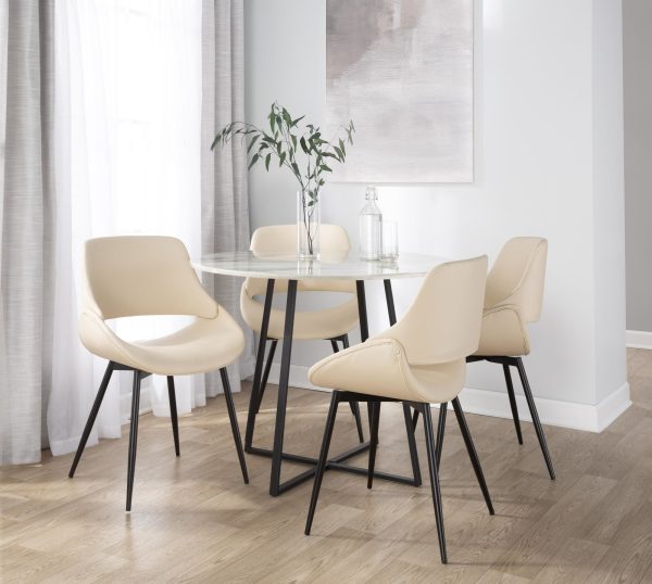 Fabrico Mid Century Modern Black Cream Dining Chairs Set of 2 1