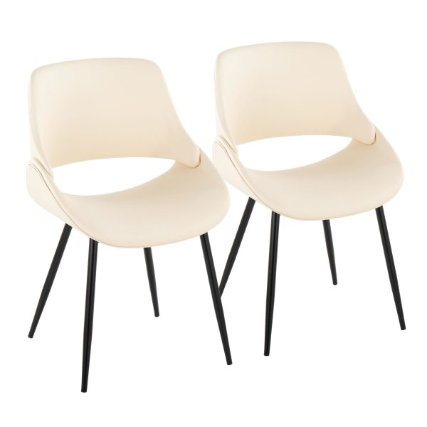 Fabrico Mid Century Modern Black Cream Dining Chairs Set of 2 2