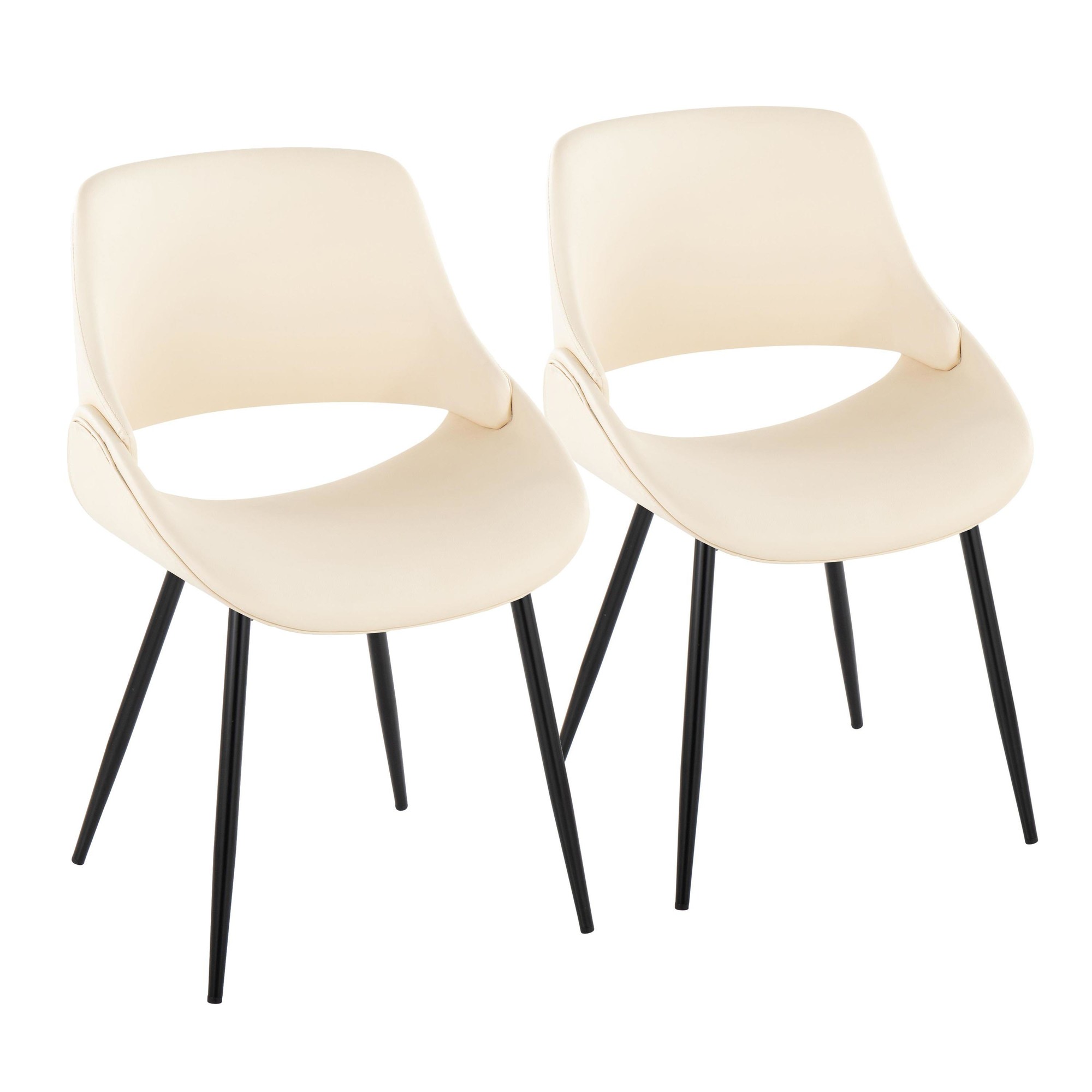 Fabrico Mid-Century Modern Black Cream Dining Chairs (Set of 2) 3 Fabrico Mid-Century Modern Black Cream Dining Chairs (Set of 2) - Image 3