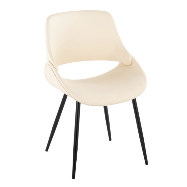 Fabrico Mid Century Modern Black Cream Dining Chairs Set of 2 3