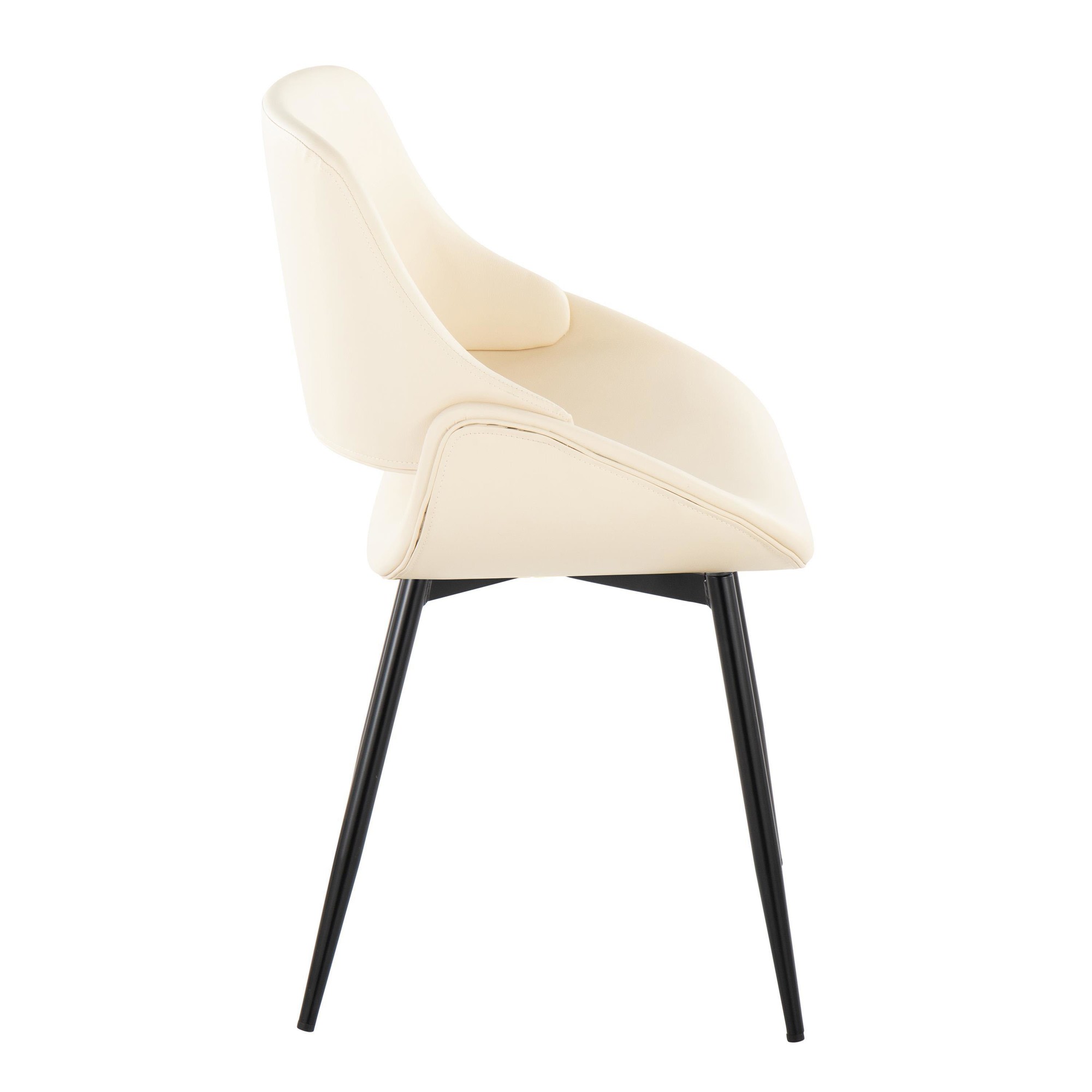 Fabrico Mid-Century Modern Black Cream Dining Chairs (Set of 2) 5 Fabrico Mid-Century Modern Black Cream Dining Chairs (Set of 2) - Image 5