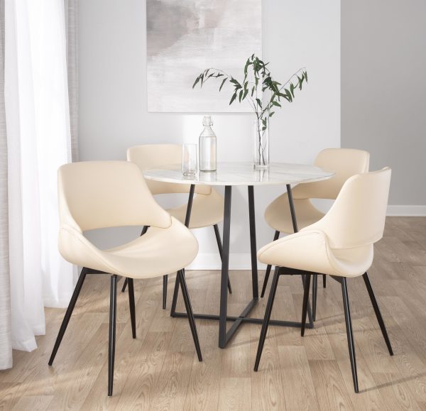 Fabrico Mid Century Modern Black Cream Dining Chairs Set of 2