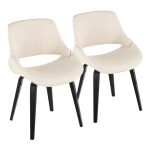 Fabrico Mid-Century Modern Black Wood Cream Chairs (Set of 2) 9 Fabrico Mid-Century Modern Black Wood Cream Chairs (Set of 2)