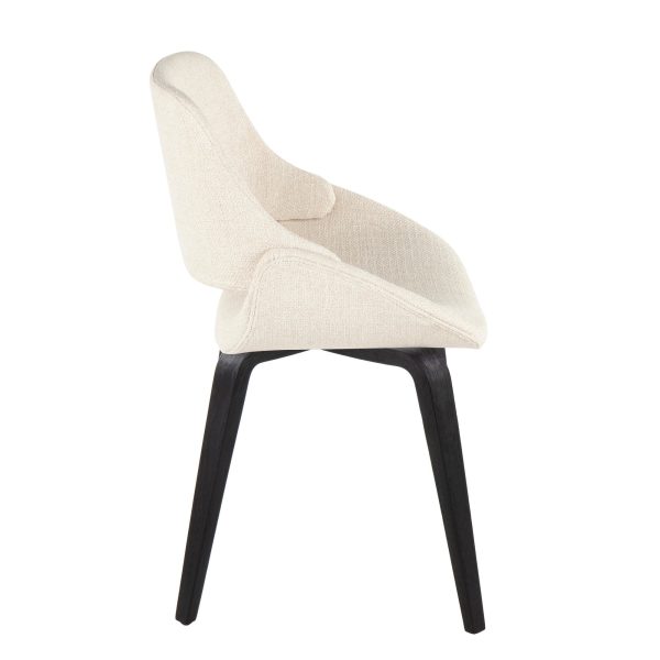 Fabrico Mid Century Modern Black Wood Cream Chairs Set of 2 2