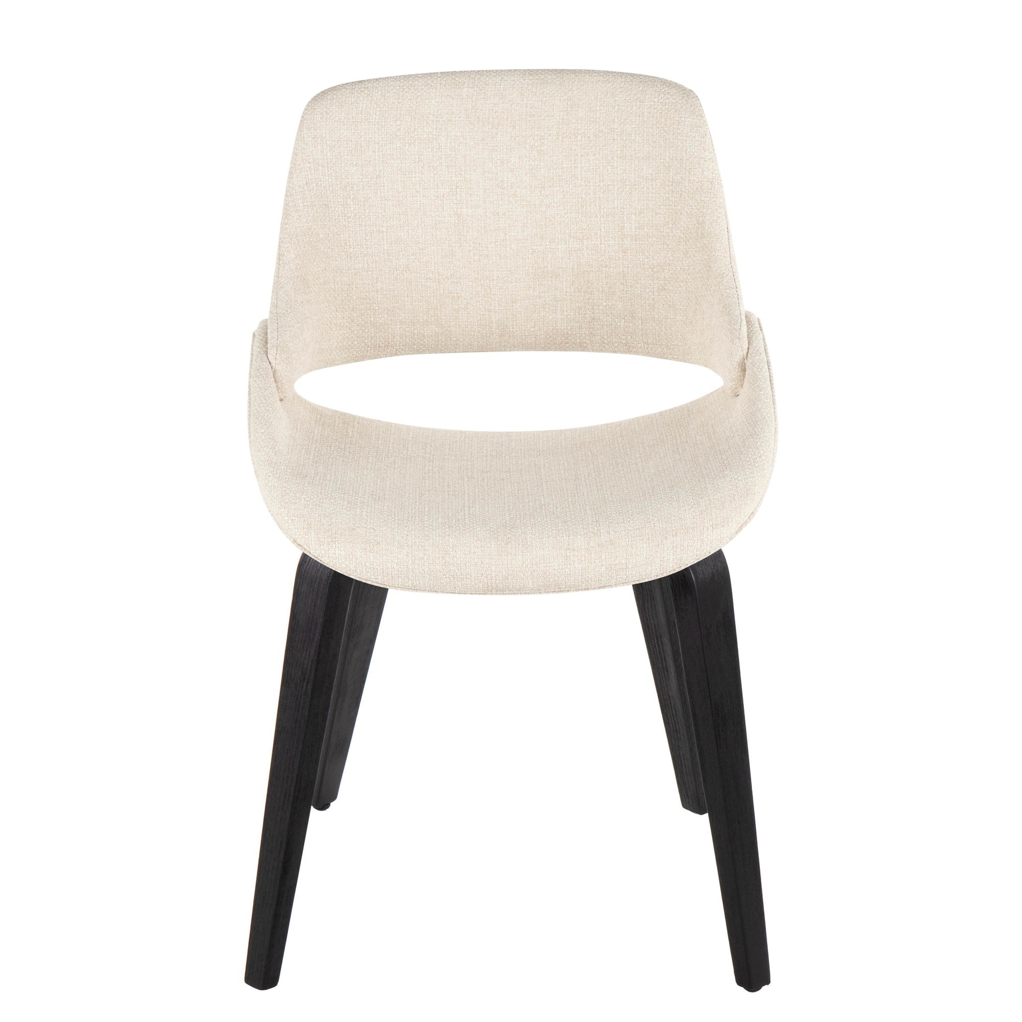 Fabrico Mid-Century Modern Black Wood Cream Chairs (Set of 2) 6 Fabrico Mid-Century Modern Black Wood Cream Chairs (Set of 2) - Image 6