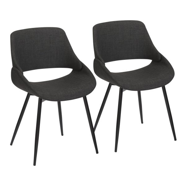 Fabrico Mid Century Modern BlackCharcoal Accent Chairs Set of 2 2