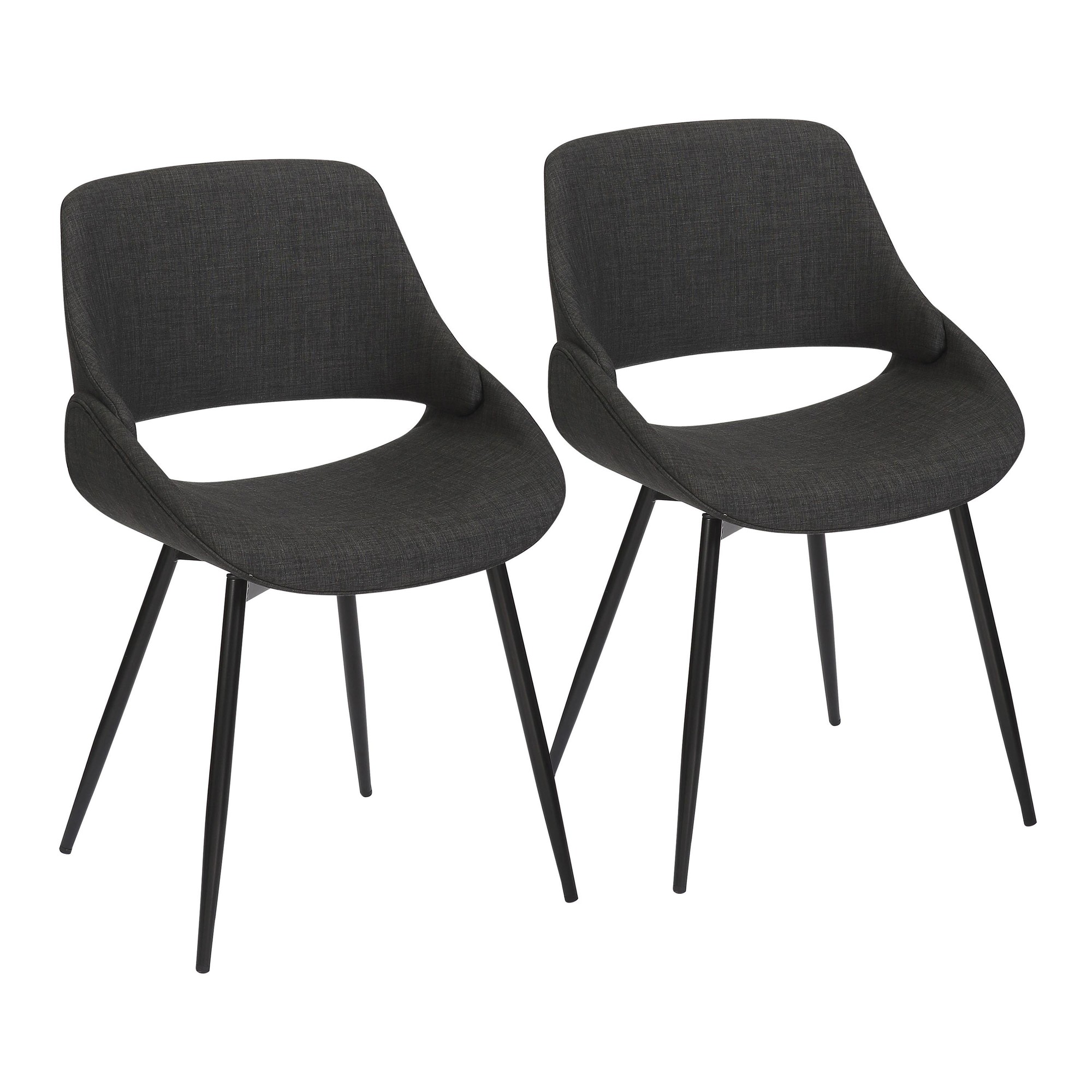 Fabrico Mid-Century Modern Black/Charcoal Accent Chairs (Set of 2) 3 Fabrico Mid-Century Modern Black/Charcoal Accent Chairs (Set of 2) - Image 3