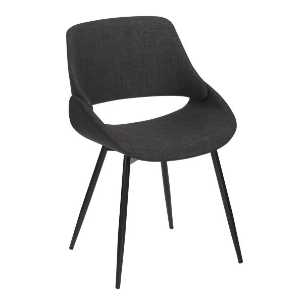 Fabrico Mid Century Modern BlackCharcoal Accent Chairs Set of 2 3