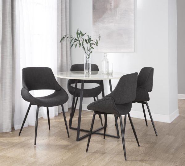 Fabrico Mid Century Modern BlackCharcoal Accent Chairs Set of 2