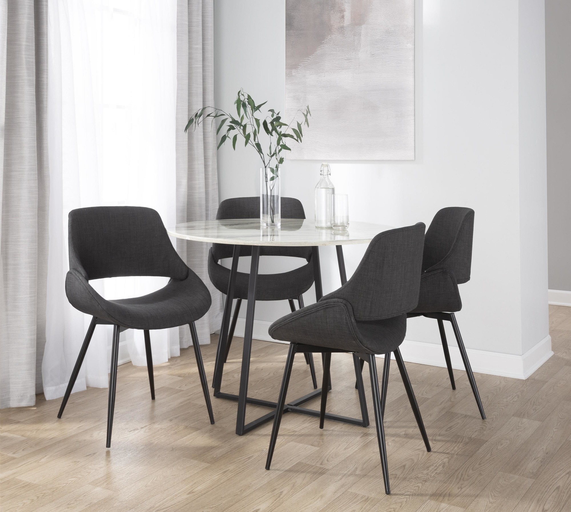 Fabrico Mid-Century Modern Black/Charcoal Accent Chairs (Set of 2) 1 Fabrico Mid-Century Modern Black/Charcoal Accent Chairs (Set of 2)