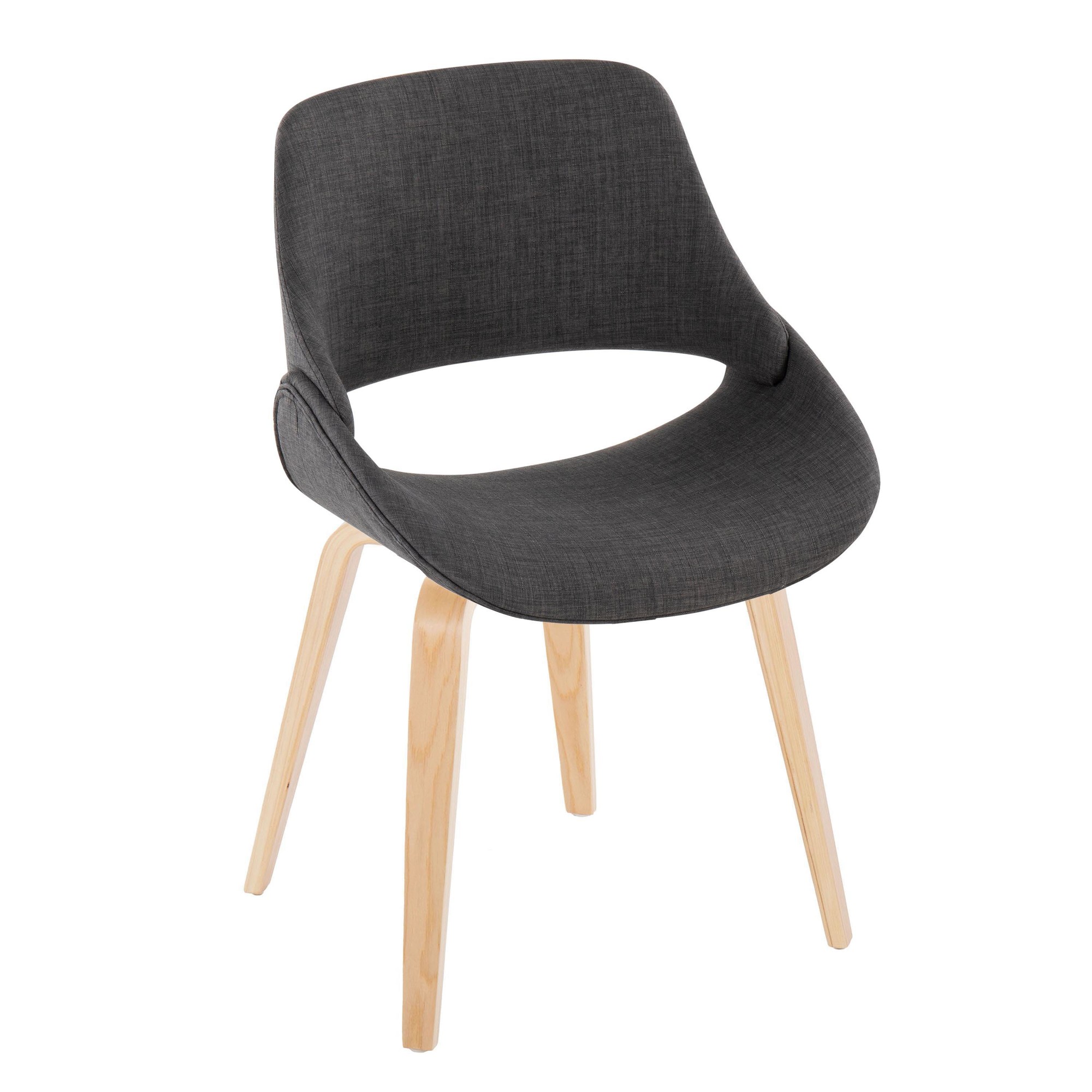 Fabrico Mid-Century Modern Charcoal Accent Chairs Natural Wood (Set of 2) 2 Fabrico Mid-Century Modern Charcoal Accent Chairs Natural Wood (Set of 2) - Image 2