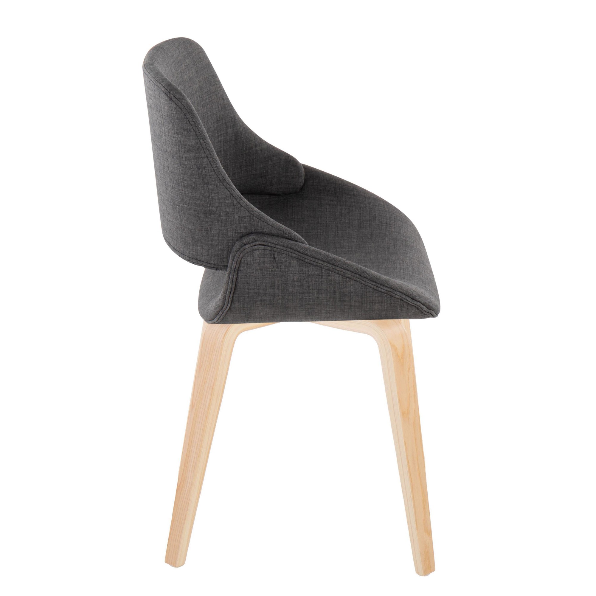 Fabrico Mid-Century Modern Charcoal Accent Chairs Natural Wood (Set of 2) 3 Fabrico Mid-Century Modern Charcoal Accent Chairs Natural Wood (Set of 2) - Image 3