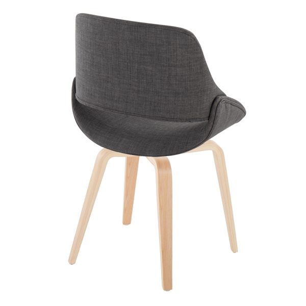 Fabrico Mid Century Modern Charcoal Accent Chairs Natural Wood Set of 2 3