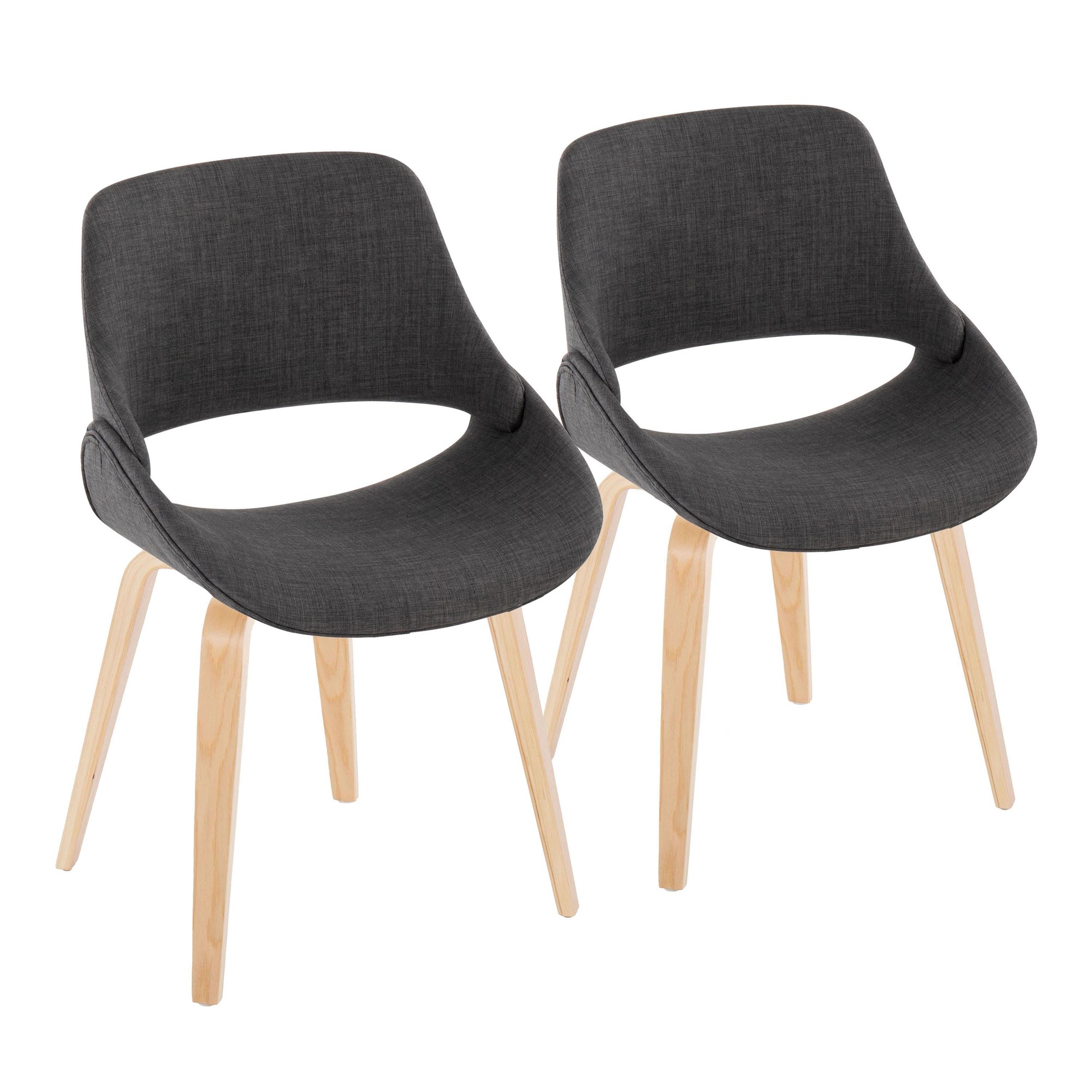 Fabrico Mid-Century Modern Charcoal Accent Chairs Natural Wood (Set of 2) 1 Fabrico Mid-Century Modern Charcoal Accent Chairs Natural Wood (Set of 2)