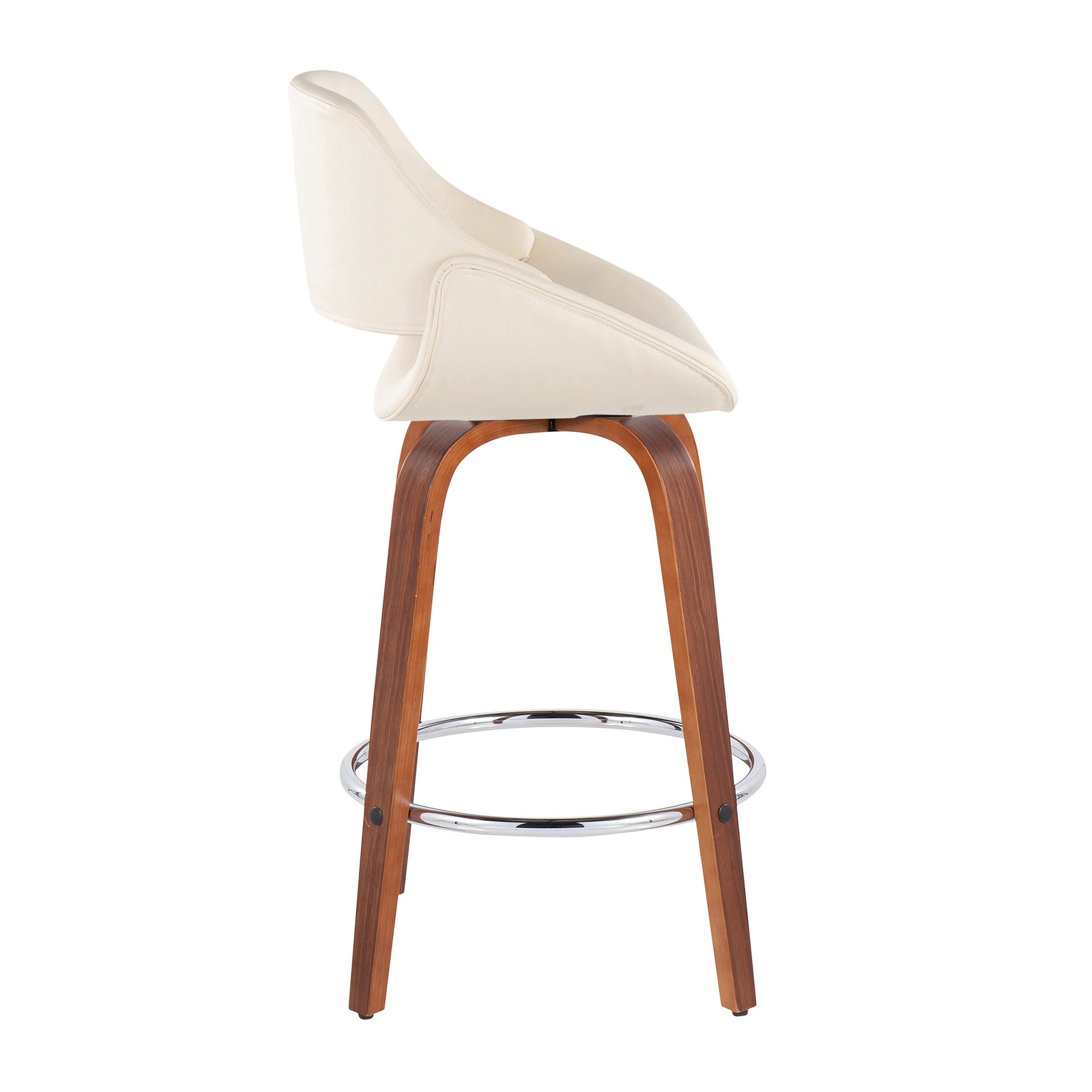 Fabrico Mid-Century Modern Cream Counter Stools Walnut (Set of 2) (Set of 2) 5 Fabrico Mid-Century Modern Cream Counter Stools Walnut (Set of 2) (Set of 2) - Image 5