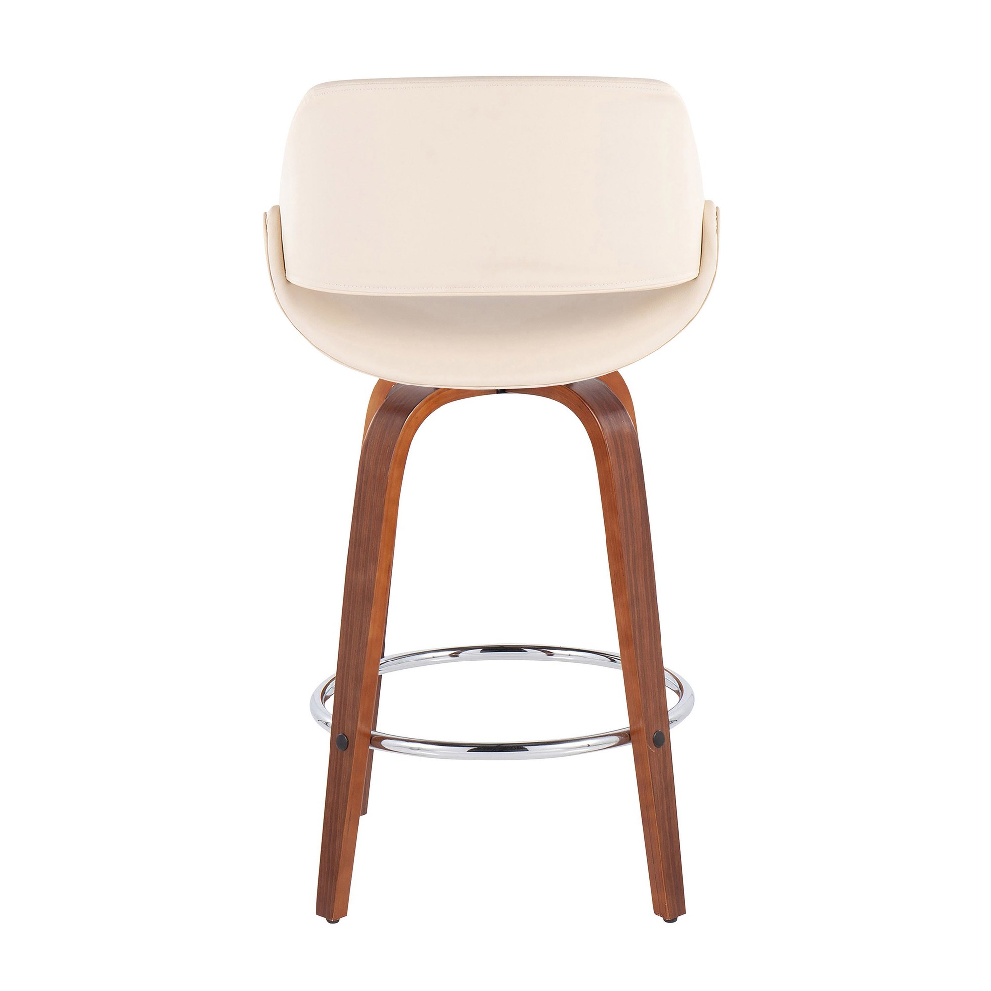 Fabrico Mid-Century Modern Cream Counter Stools Walnut (Set of 2) (Set of 2) 7 Fabrico Mid-Century Modern Cream Counter Stools Walnut (Set of 2) (Set of 2) - Image 7