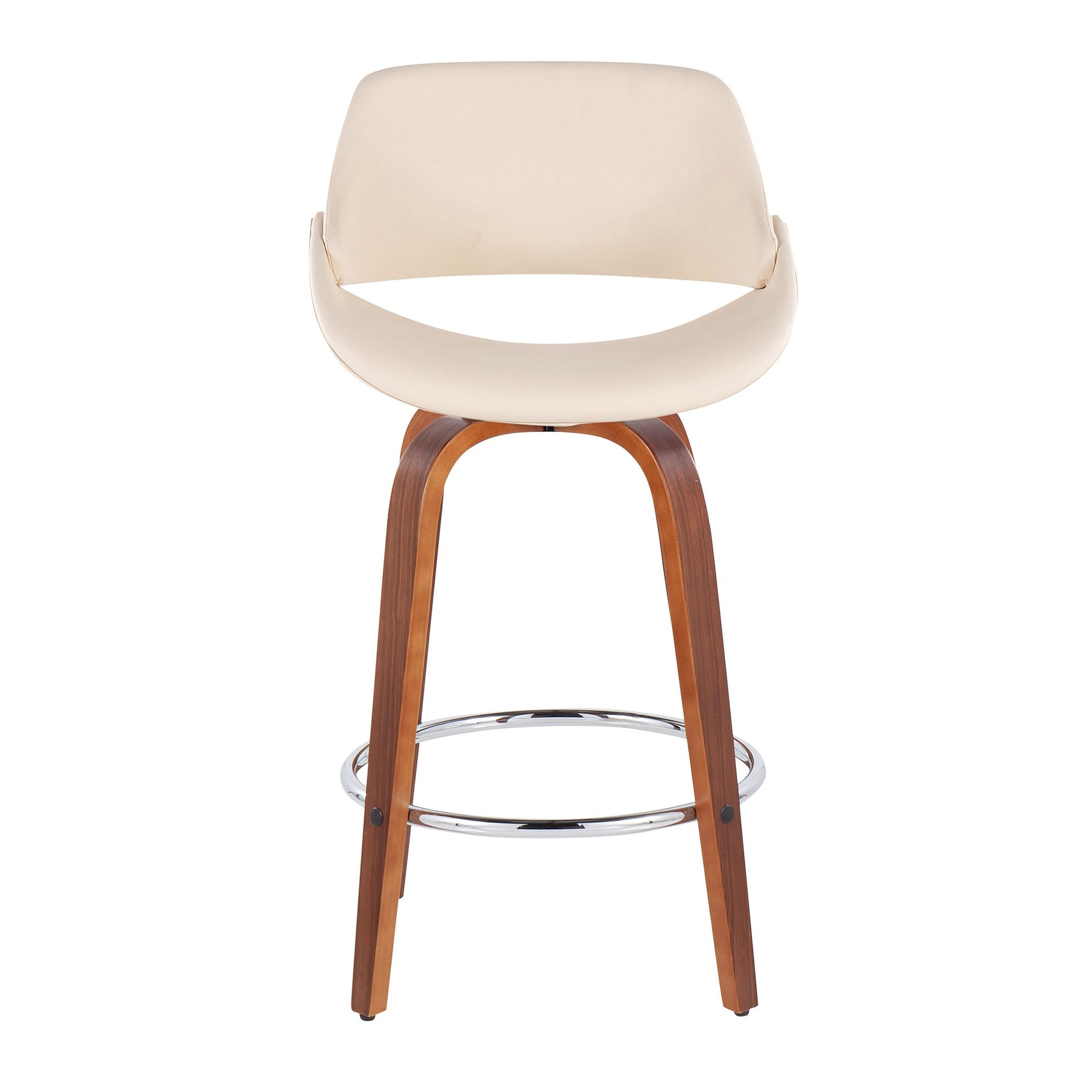 Fabrico Mid-Century Modern Cream Counter Stools Walnut (Set of 2) (Set of 2) 8 Fabrico Mid-Century Modern Cream Counter Stools Walnut (Set of 2) (Set of 2) - Image 8