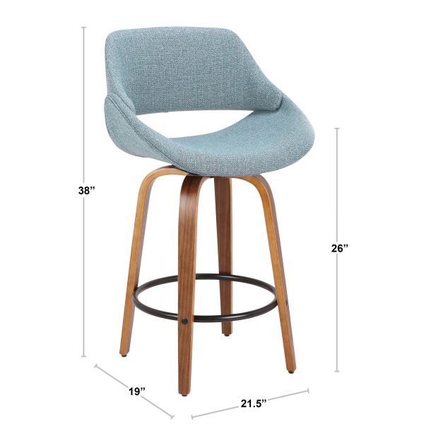 Fabrico Mid Century Modern Cream Counter Stools Walnut Set of 2 Set of 2 8