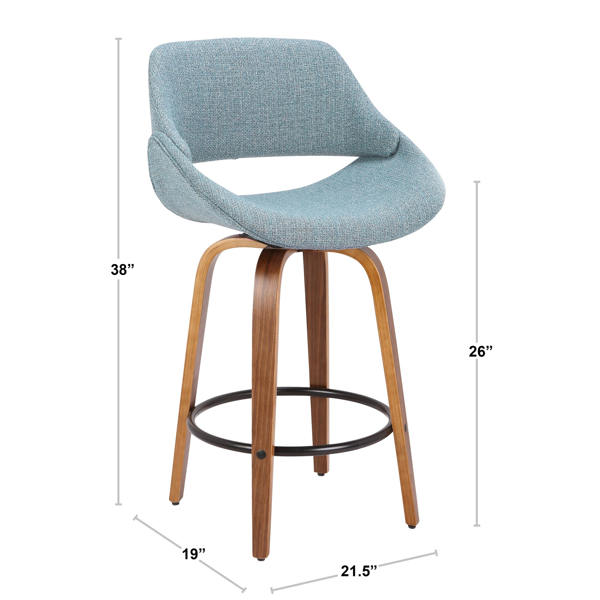 Fabrico Mid-Century Modern Cream Counter Stools Walnut (Set of 2) (Set of 2) 9 Fabrico Mid-Century Modern Cream Counter Stools Walnut (Set of 2) (Set of 2) - Image 9