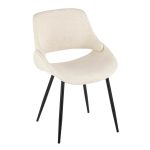 Fabrico Mid-Century Modern Cream Fabric Accent Chair, Black Metal (Set of 2)