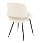 Fabrico Mid-Century Modern Cream Fabric Accent Chair, Black Metal (Set of 2)