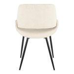 Fabrico Mid-Century Modern Cream Fabric Accent Chair, Black Metal (Set of 2)