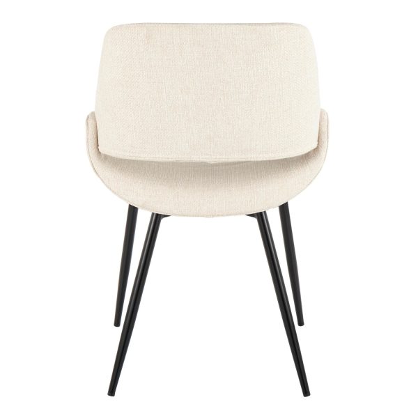 Fabrico Mid Century Modern Cream Fabric Accent Chair Black Metal Set of 2 6