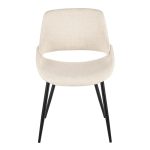 Fabrico Mid-Century Modern Cream Fabric Accent Chair, Black Metal (Set of 2)
