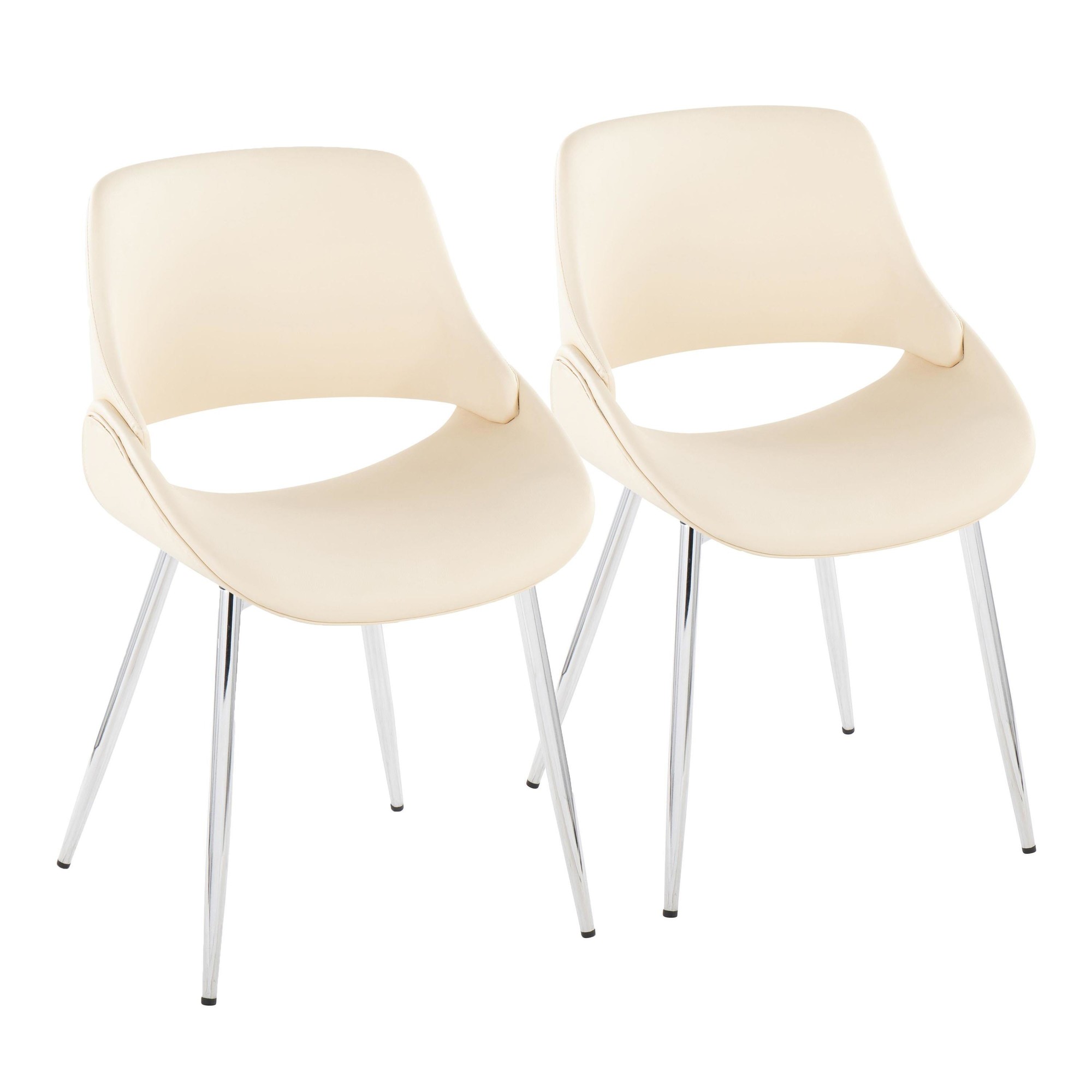 Fabrico Mid-Century Modern Cream Faux Leather Chairs (Set of 2) 3 Fabrico Mid-Century Modern Cream Faux Leather Chairs (Set of 2) - Image 3