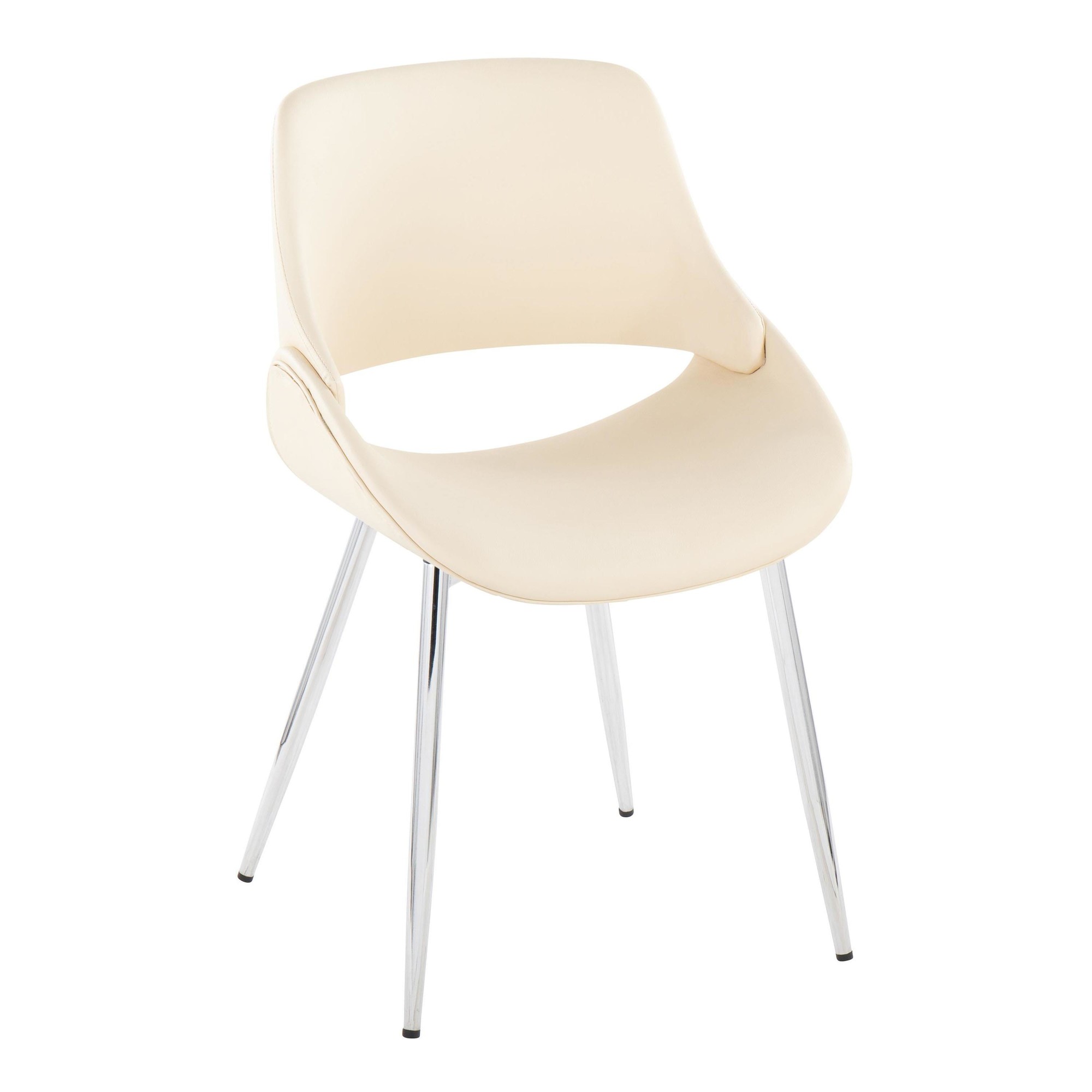 Fabrico Mid-Century Modern Cream Faux Leather Chairs (Set of 2) 4 Fabrico Mid-Century Modern Cream Faux Leather Chairs (Set of 2) - Image 4
