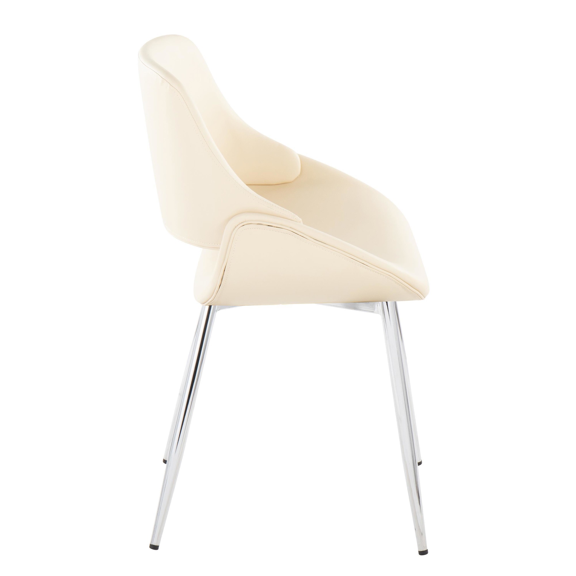 Fabrico Mid-Century Modern Cream Faux Leather Chairs (Set of 2) 5 Fabrico Mid-Century Modern Cream Faux Leather Chairs (Set of 2) - Image 5