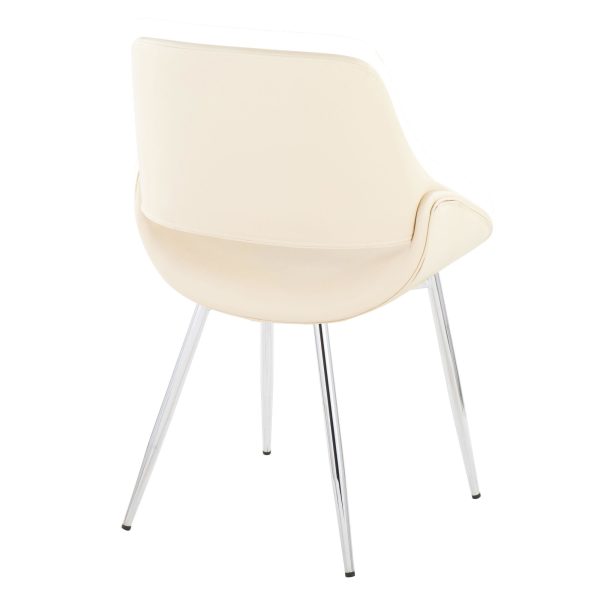 Fabrico Mid Century Modern Cream Faux Leather Chairs Set of 2 5