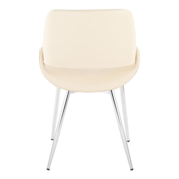 Fabrico Mid Century Modern Cream Faux Leather Chairs Set of 2 6