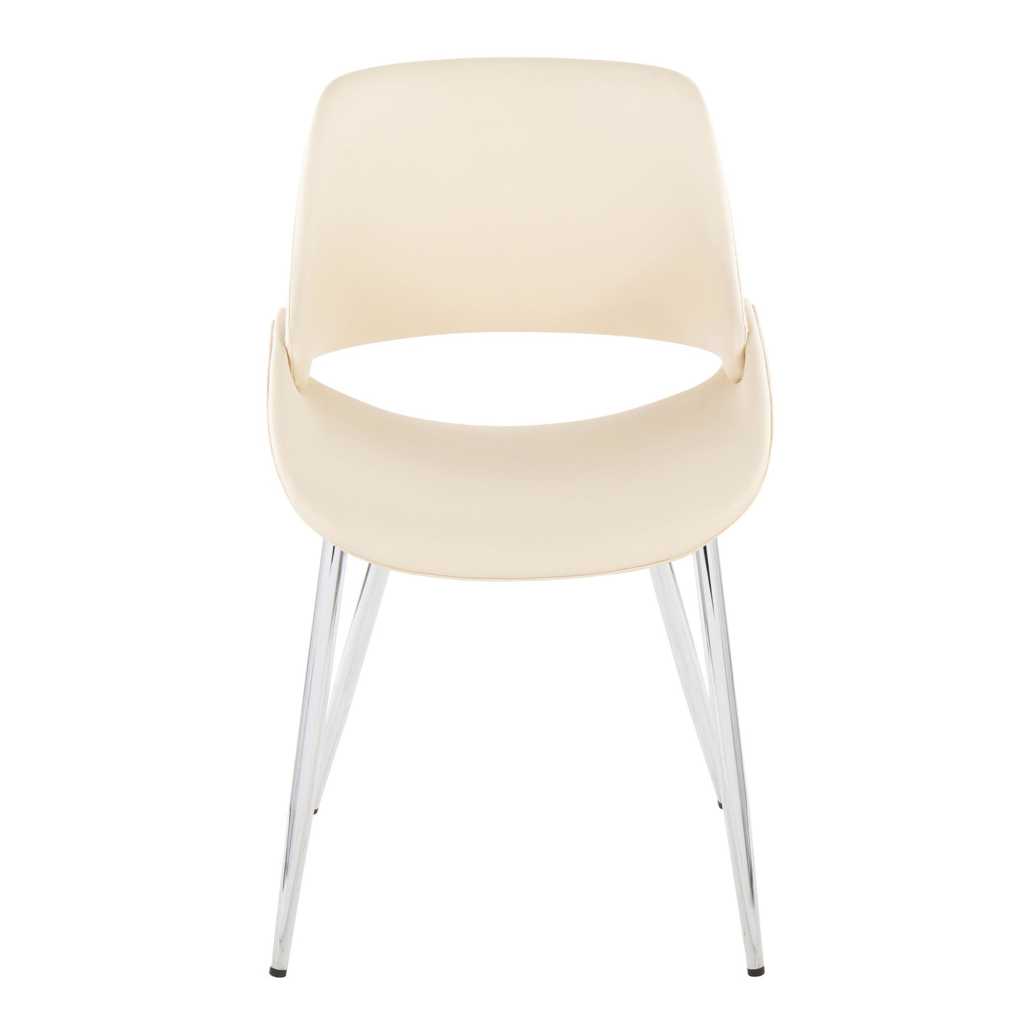 Fabrico Mid-Century Modern Cream Faux Leather Chairs (Set of 2) 8 Fabrico Mid-Century Modern Cream Faux Leather Chairs (Set of 2) - Image 8