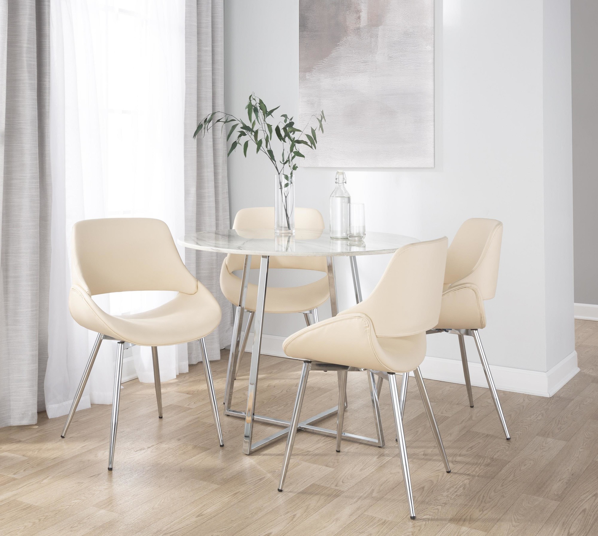 Fabrico Mid-Century Modern Cream Faux Leather Chairs (Set of 2) 1 Fabrico Mid-Century Modern Cream Faux Leather Chairs (Set of 2)