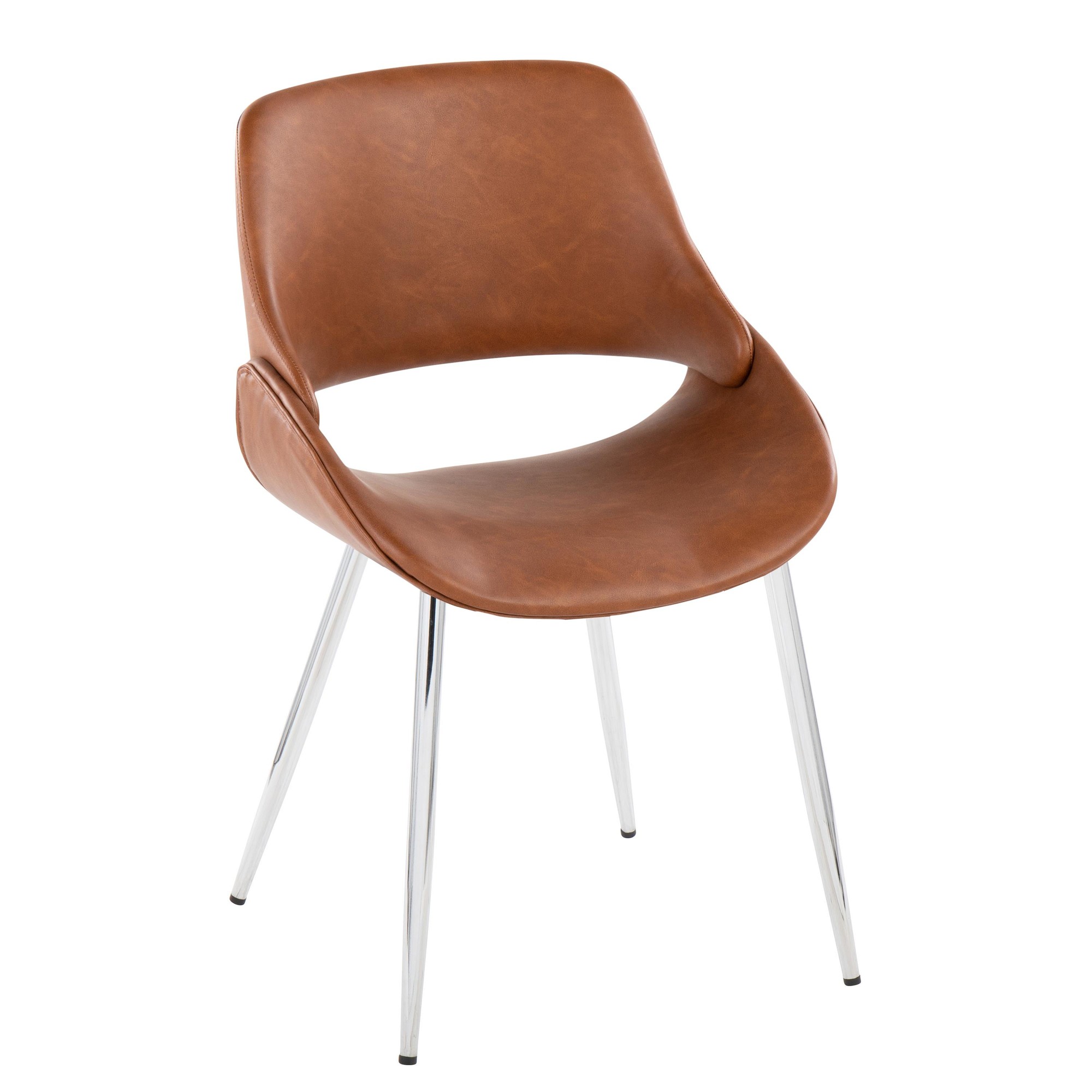 Fabrico Mid-Century Modern Faux Leather Chairs Chrome Camel (Set of 2) (Set of 2) 4 Fabrico Mid-Century Modern Faux Leather Chairs Chrome Camel (Set of 2) (Set of 2) - Image 4