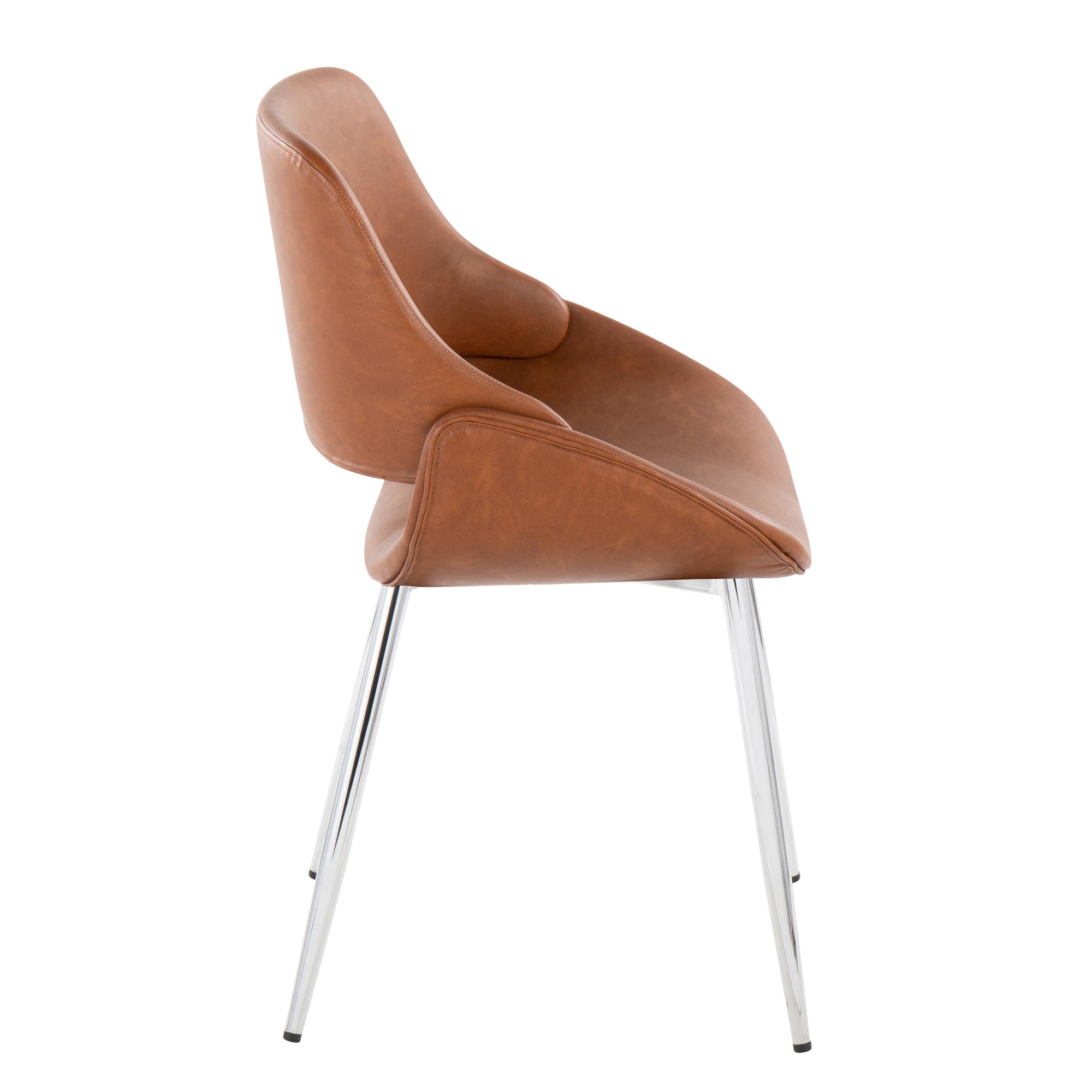 Fabrico Mid-Century Modern Faux Leather Chairs Chrome Camel (Set of 2) (Set of 2) 5 Fabrico Mid-Century Modern Faux Leather Chairs Chrome Camel (Set of 2) (Set of 2) - Image 5