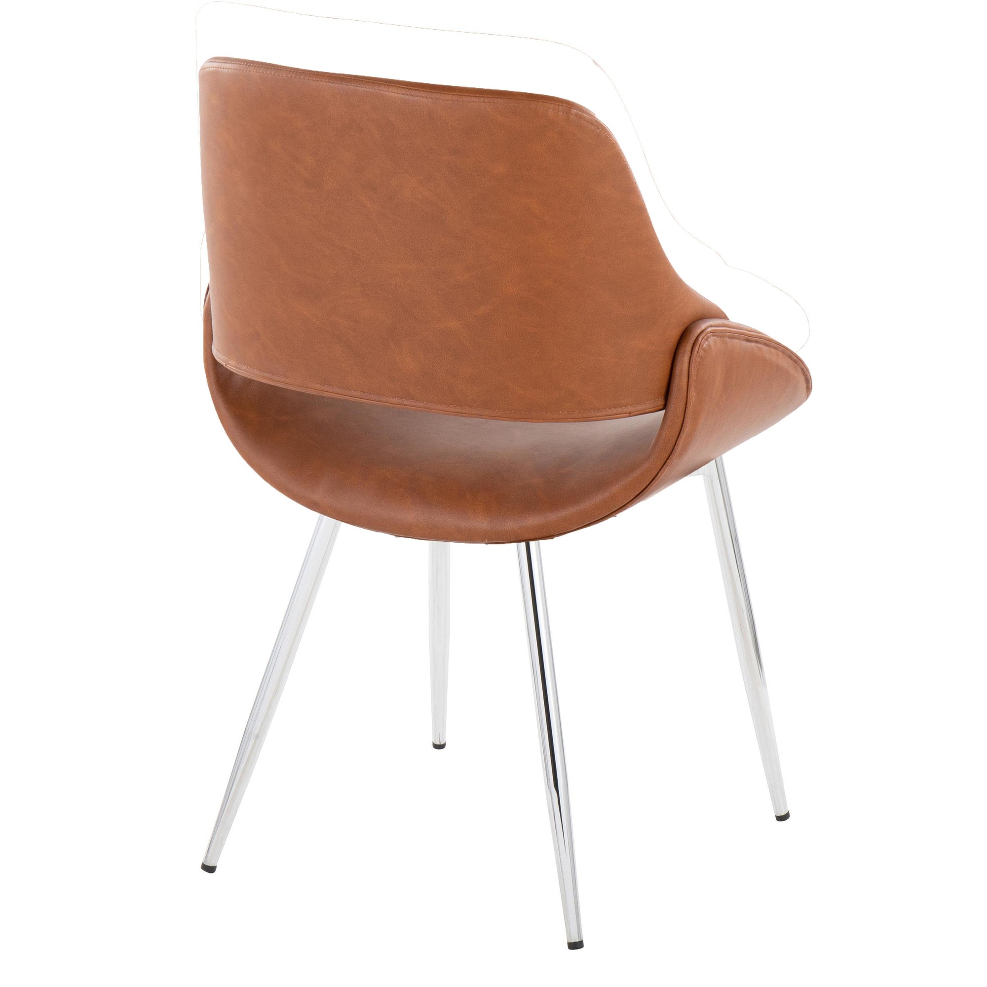 Fabrico Mid-Century Modern Faux Leather Chairs Chrome Camel (Set of 2) (Set of 2) 6 Fabrico Mid-Century Modern Faux Leather Chairs Chrome Camel (Set of 2) (Set of 2) - Image 6