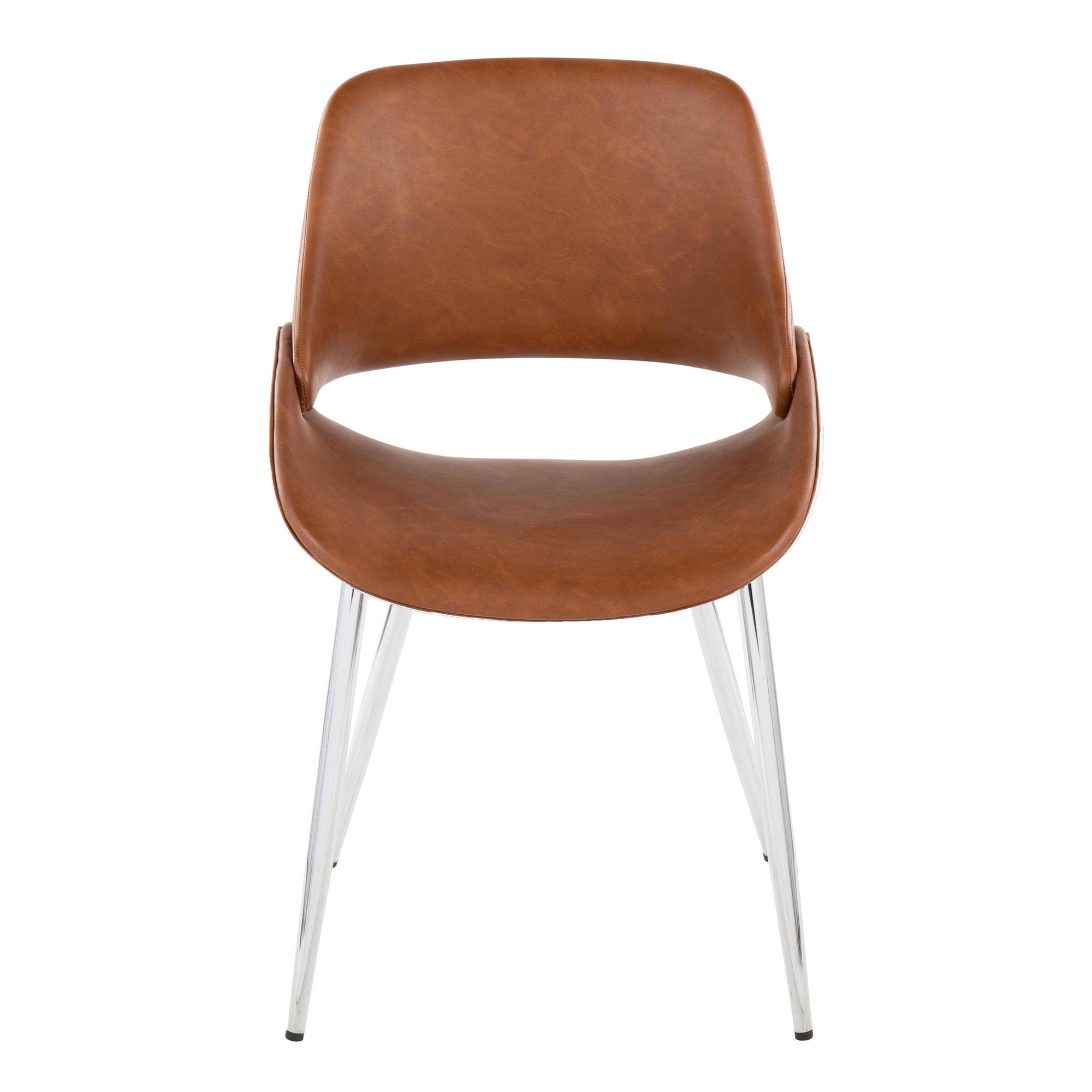 Fabrico Mid-Century Modern Faux Leather Chairs Chrome Camel (Set of 2) (Set of 2) 8 Fabrico Mid-Century Modern Faux Leather Chairs Chrome Camel (Set of 2) (Set of 2) - Image 8