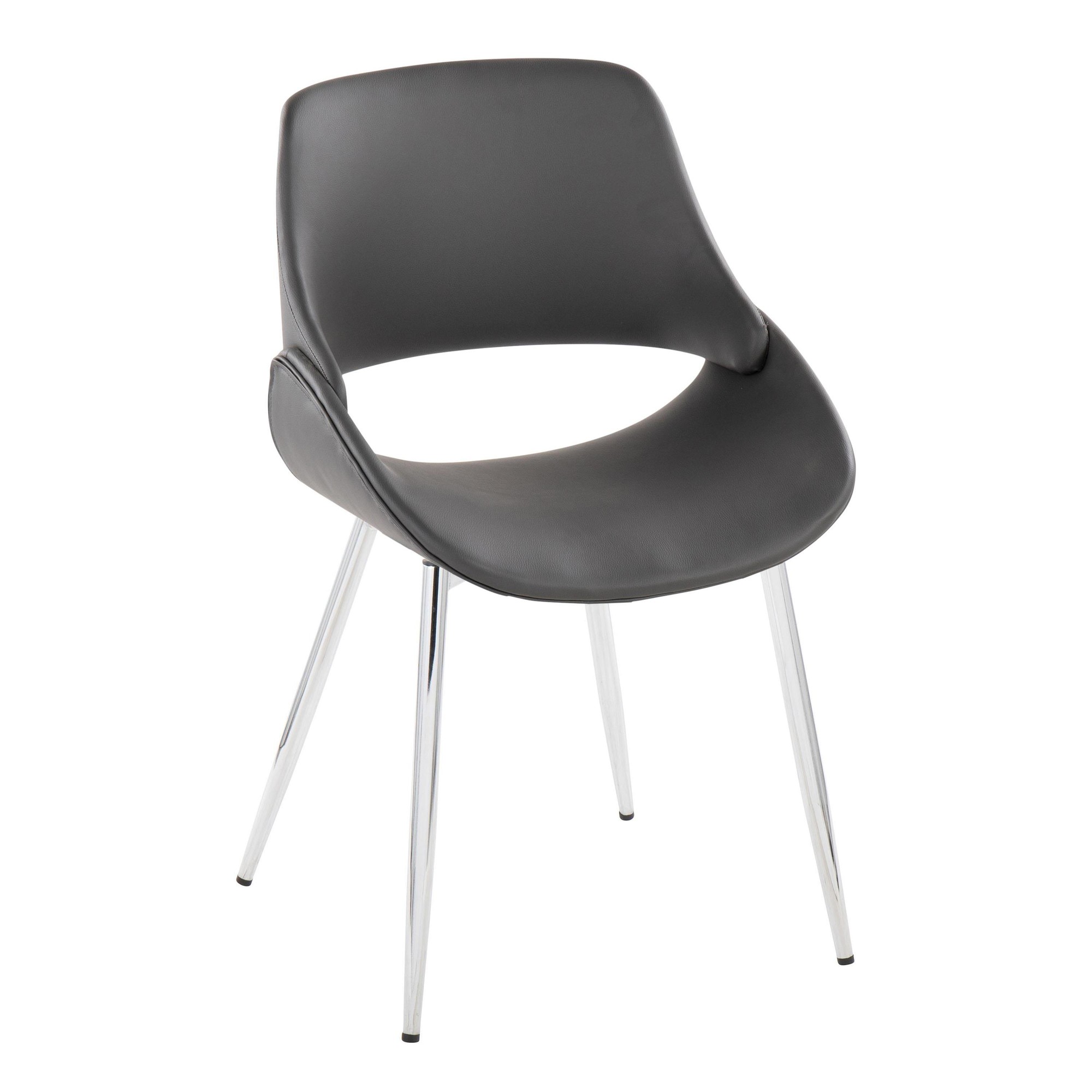 Fabrico Mid-Century Modern Grey Faux Leather Dining Chairs (Set of 2) 4 Fabrico Mid-Century Modern Grey Faux Leather Dining Chairs (Set of 2) - Image 4