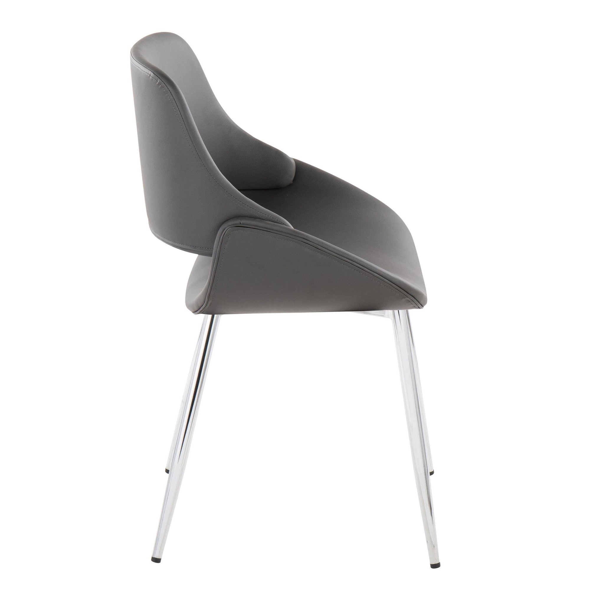 Fabrico Mid-Century Modern Grey Faux Leather Dining Chairs (Set of 2) 5 Fabrico Mid-Century Modern Grey Faux Leather Dining Chairs (Set of 2) - Image 5