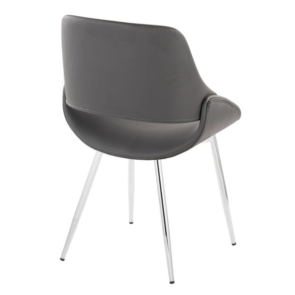 Fabrico Mid Century Modern Grey Faux Leather Dining Chairs Set of 2 5