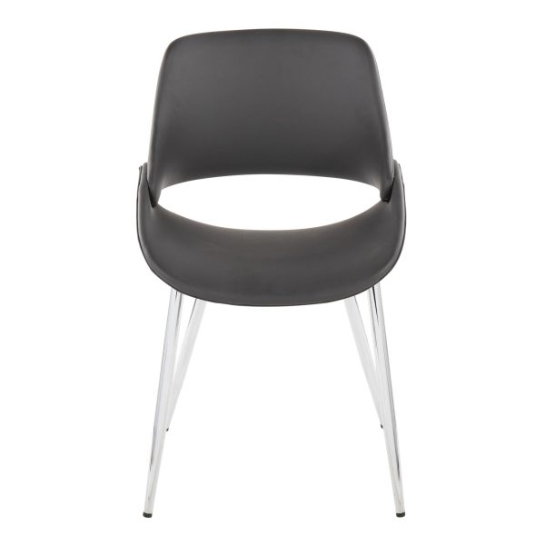 Fabrico Mid Century Modern Grey Faux Leather Dining Chairs Set of 2 7