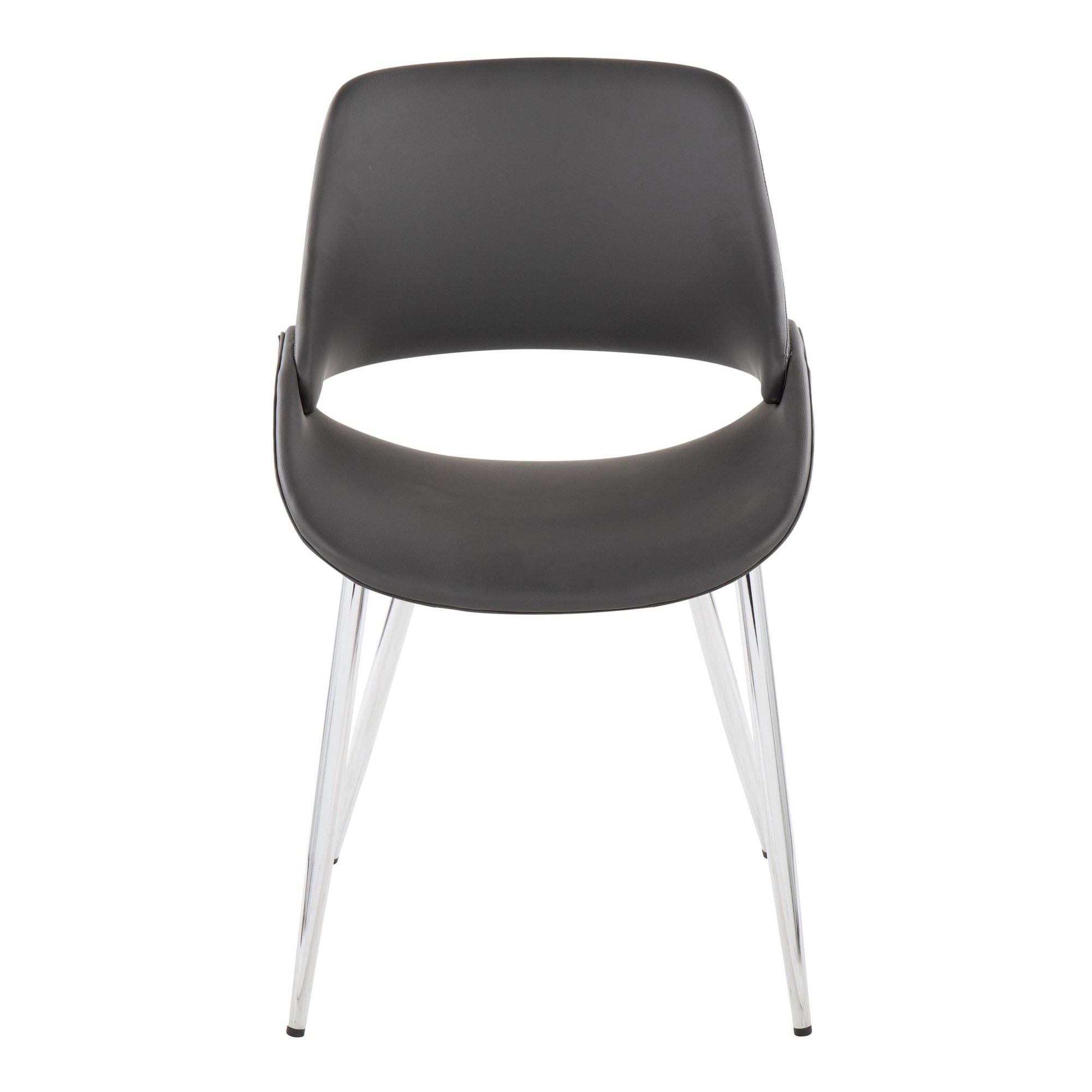Fabrico Mid-Century Modern Grey Faux Leather Dining Chairs (Set of 2) 8 Fabrico Mid-Century Modern Grey Faux Leather Dining Chairs (Set of 2) - Image 8