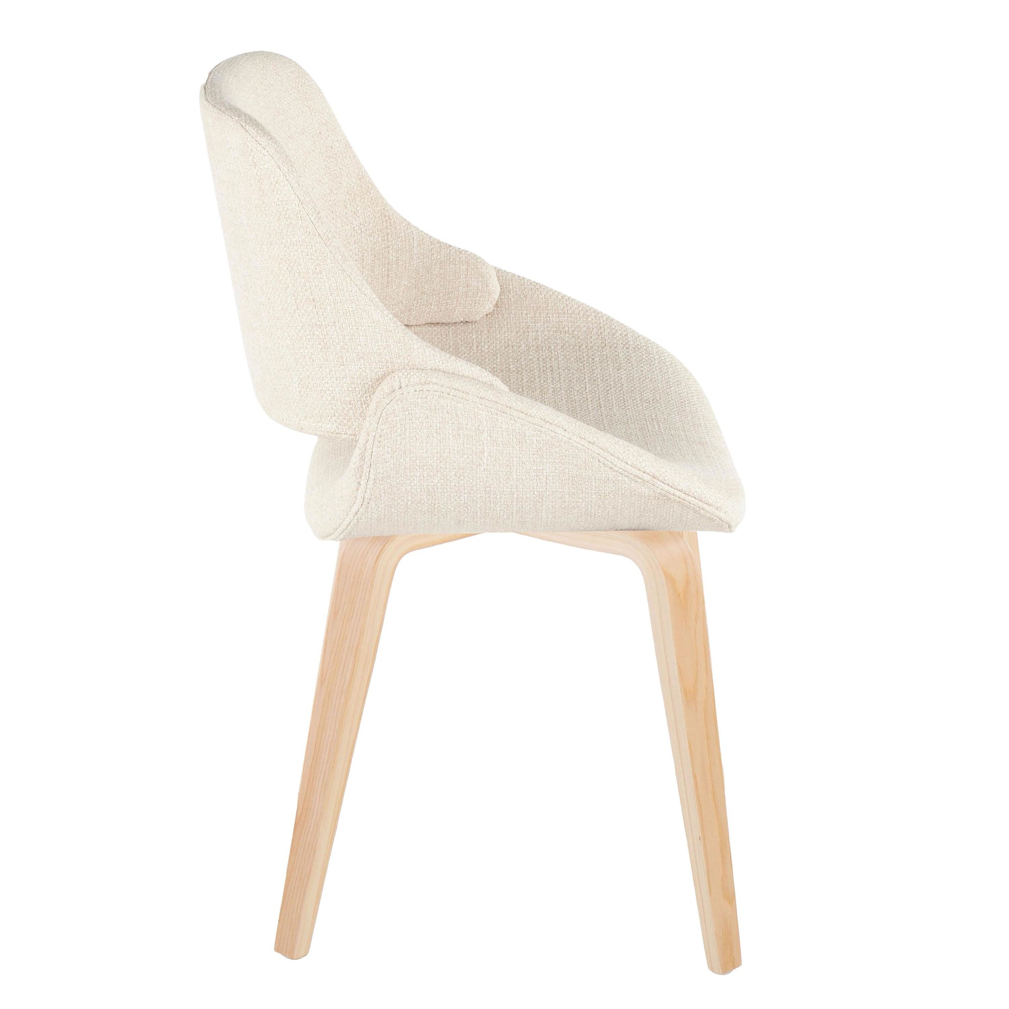 Fabrico Mid-Century Modern Natural Wood Cream Accent Chairs (Set of 2) 3 Fabrico Mid-Century Modern Natural Wood Cream Accent Chairs (Set of 2) - Image 3